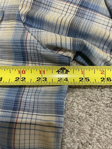 Vintage Big Mac JCPenny Mens Pearl Snap Shirt Size XLT Plaid Blue Western - Picture 7 of 8