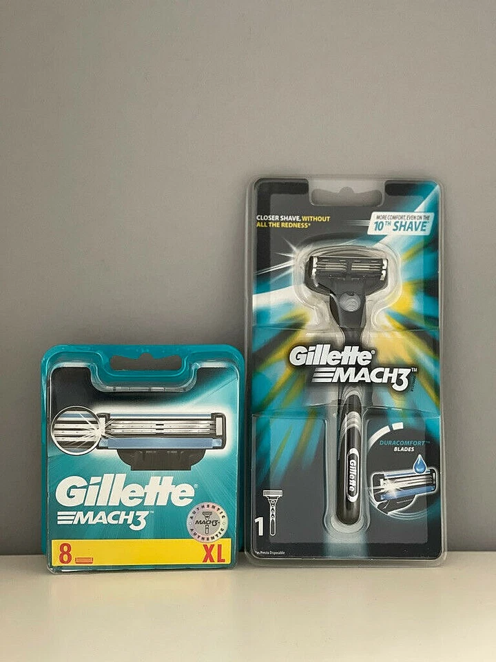 9x Gillette MACH3 Rasierklingen + Rasierer , Original Klingen neu