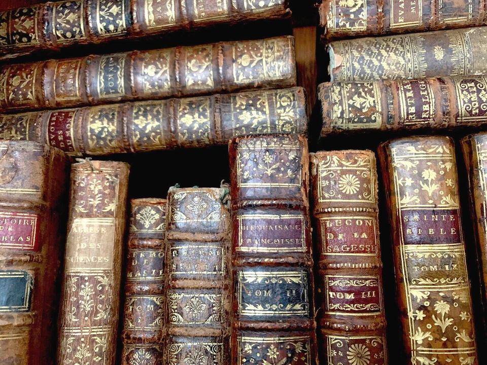 OLD BOOK Leather Antique Binding from 1700s - Literature, History, Religion Etc - Image 4 of 4