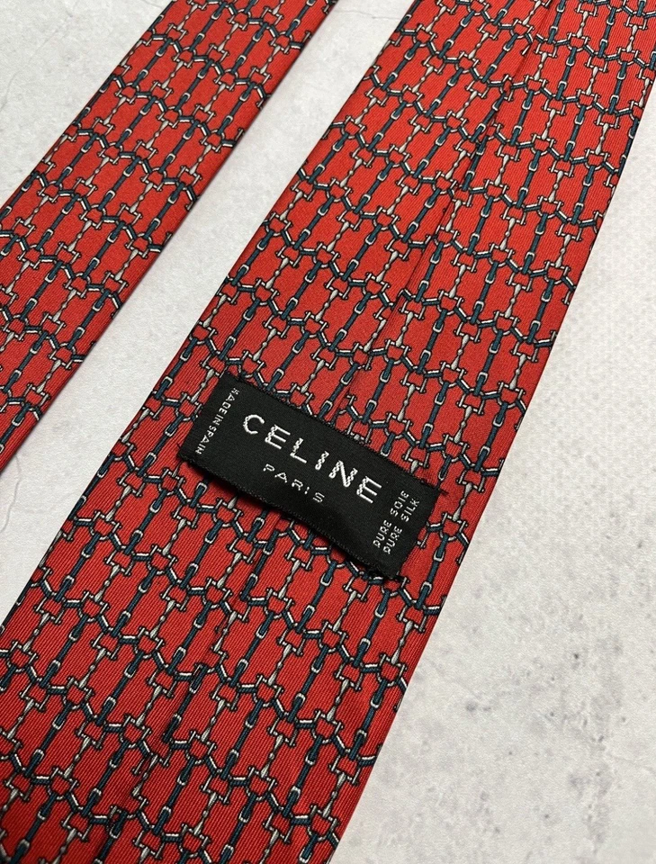 Винтажный красный шелковый галстук Celine Paris - Изображение 3 из 4