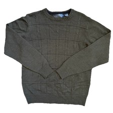 Oscar de La Renta Men's Dark Olive Green Cable Knit Sweater Size M Cotton Blend