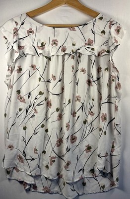 Ann Taylor Loft Women's Floral Blouse Size XL Sleeveless small Flaw