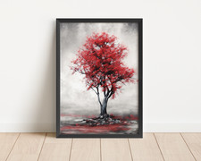 Red Tree Art Print – Abstract Red Tree Wall Art | Contemporary Home Decor