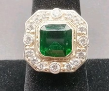 Sterling Silver Green Stone  Cz Cocktail Ring