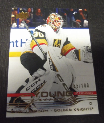 CARL LINDBOM 2025-26 UPPER DECK SERIES 2 YOUNG GUNS GOLD #055/100 GOLDEN KNIGHTS