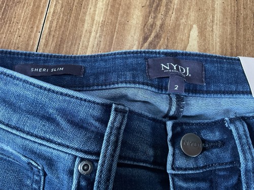 NYDJ Sheri Slim Ankle Cuffed Jeans Women's 2 Bluewell 5-Pocket Style Zip Fly NWT - Picture 2 of 8