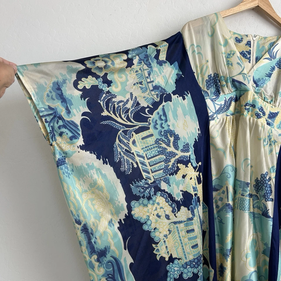 Vestido Charlotta California Glazier De Colección Caftán Años 60 70 Talla Única Azul Foto 4 de 4