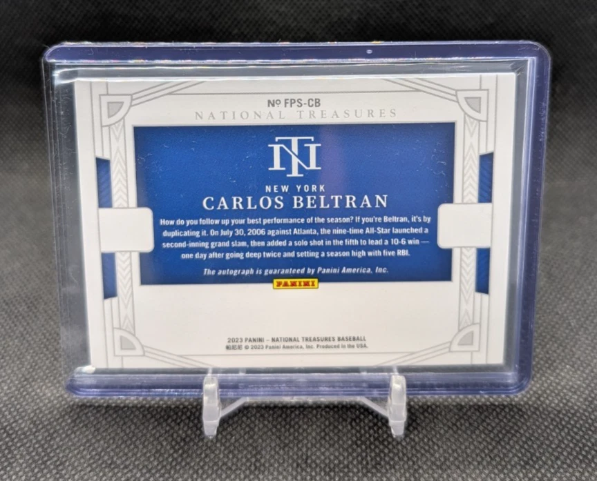 Carlos Beltrán 2023 Panini National Treasures #19/25 Field Pass Auto Mets FPS-CB Foto 2 de 2