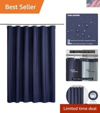 Ultimate Waterproof Fabric Shower Curtain or Liner Navy, 72x72 TPU Lining W...