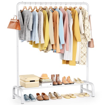 Clothes Rack With Storage Shelves Metal Clothing Rack for Hanging Clothes Gar...