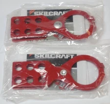 LOT OF 2 GRANGER SKILLCRAFT 52ND79 RED 6 Hole  Safety Lockout Steel Hasp Lock