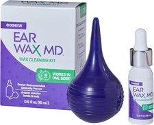eosera Ear Wax MD Cleaning Kit - Fast-Acting Ear Wax Removal Drops & Rinse Bulb