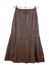 MADELEINE Lederrock Damen Midirock Braun Gr. 34 XS Klassisch Falten