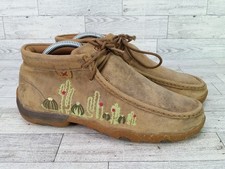Twisted X Cactus Chukka Boots Brown Driving Moc Leather Embroidered Womens 6.5 M