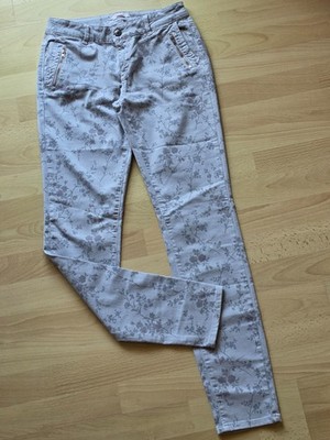 Esprit Skinny Jeans grau Blumen Rosen Ranken M 38 L 32 Stretch Used-Look