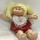 Cabbage Patch baby doll 15” Blonde Hair Red/White Dress Giraffe Embroidered Bib