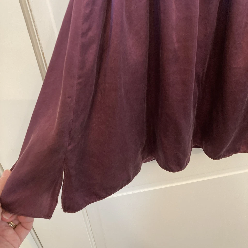 Vtg Y2K Studio M Whimsigoth Silk Jewel Tone Burgundy V Neck Babydoll Blouse XL - Image 4 of 4