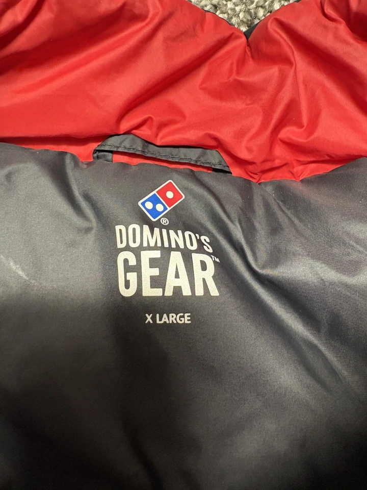 Domino’s Puffer Jacket Mens Large Insulated Full Zip Nylon Reflective Employee * - Image 4 of 4