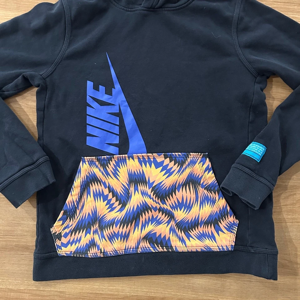 Sudadera con Capucha Nike Jóvenes Niños Talla Grande Negra Azul Naranja Estampado Gráfico Foto 2 de 4