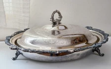 Vintage Silver Covered Pie Plate with 10" Glasbake Insert