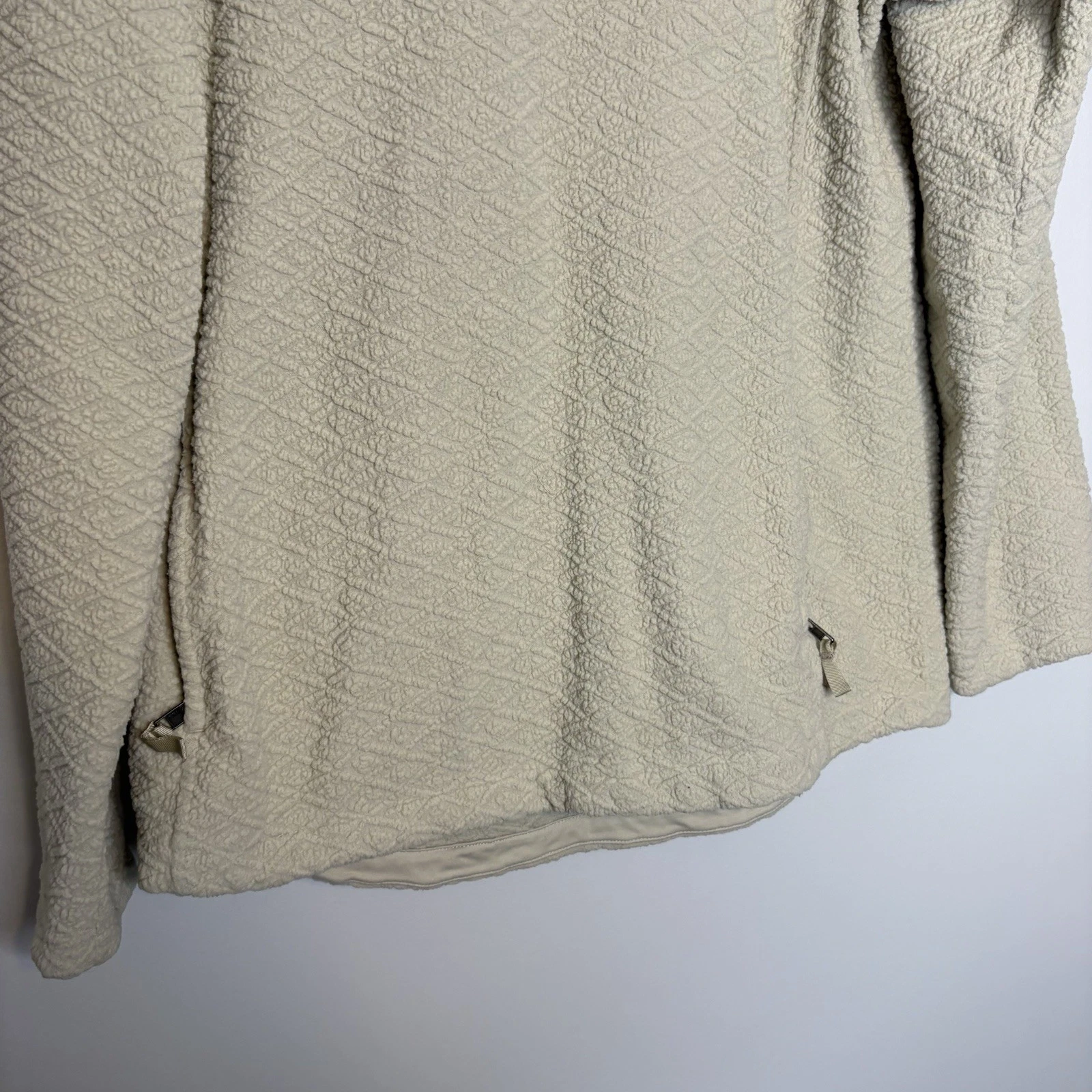 OFF WHITE Patagonia Felpa Donna Diamond Capra con Cappuccio Pile Crema Off White Taglia Large