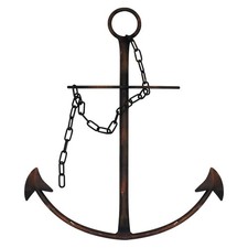 Nautical Anchor Wall Decor, Antique Metal Anchor Art Wall Decor With Chain