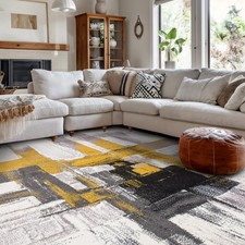 Rugshop Rugs for Living Room Contemporary Modern Abstract Gold 6 x 9 Area Rugs