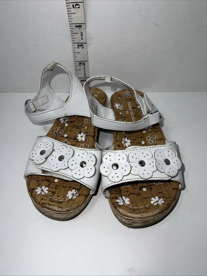 Niñas Lote de 2 Zapatos Sandalias Talla 10 Estampado Floral Blanco Agujero Circo Desteñido Gloria Foto 4 de 4
