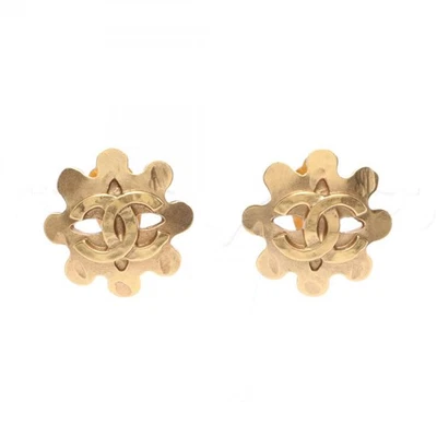 Boucles d'oreilles clips marque CHANEL COCO plaqué or femme d'occasion CC - Photo 1/4