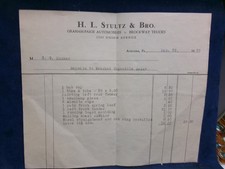 Hupmobile Reciept For Damage Repair 1928 Hupmobile Reciept For Damage Repair 1928