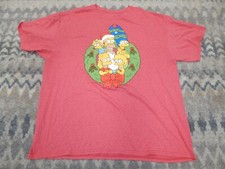 Vtg The Simpsons Family Christmas T Shirt Red Homer Bart Marge Lisa Men's 2X