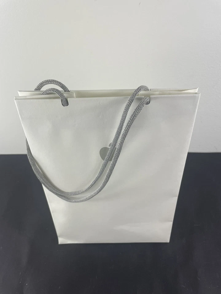 APPLE BAG White & Gray Sturdy Matte Paper Gift / Shopping BAG 8"X11"X5" Empty - Image 3 of 4