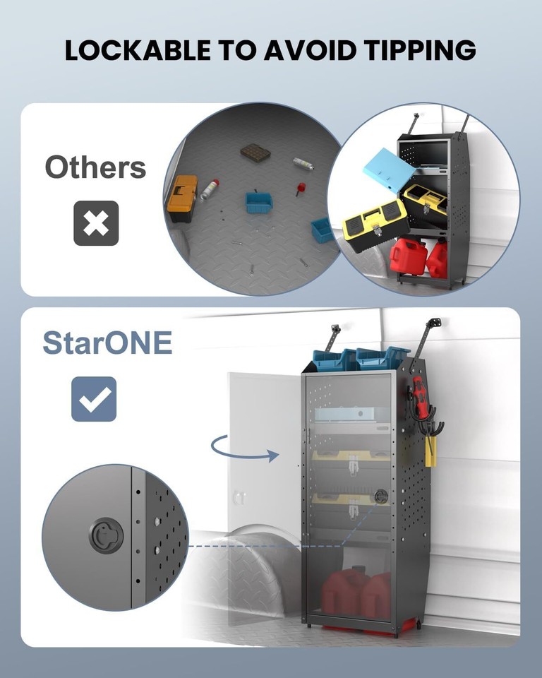 Lockable Van Shelving Van Storage Cabinet w/hook for Full-Size Cargo ...