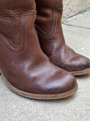Vintage Women's 70s Style Brown Leather Riding Campus Knee Boots Size 8 - Picture 12 of 24