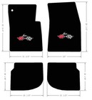 NEW! 1965 -1968 Black Floor Mats Impala Cross Flags Embroidered Logo set of 4