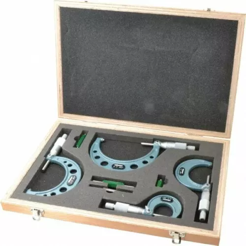 Mitutoyo 0 to 4" Range, 4 Piece Mechanical Outside Micrometer Set 0.001" Grad...