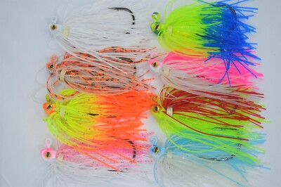Flounder, Fluke Teasers 5 Pack 1/4oz or 3/8oz 2X 6/0 Hooks Silicone Skirts 