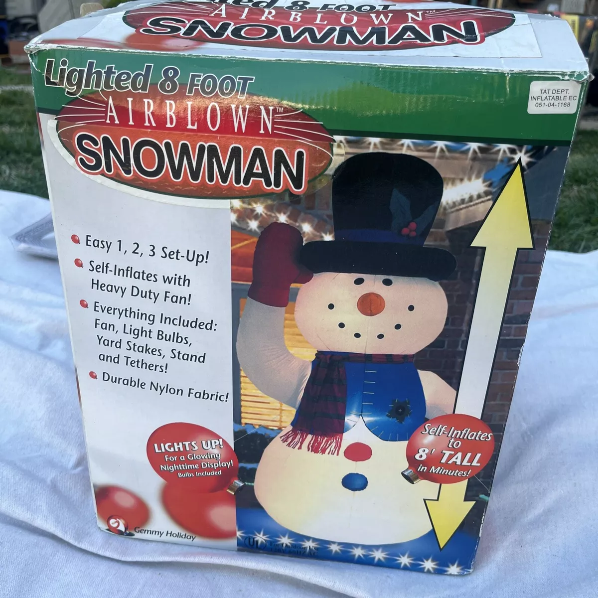 Gemmy Holiday 8 Snowman Lighted Christmas Inflatable Vintage Blow up NEW