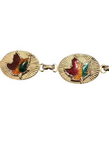 Canada Niagara Falls Maple Leaf Charm Bracelet Gold Tone 7 Inch - Picture 4 of 6