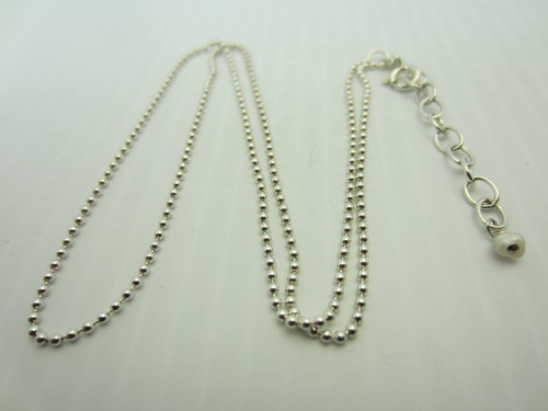 Sterling Silver Bead Ball Chain Necklace 18 to 19.5 inch adjustable 1.5 mm. - Picture 4 of 9