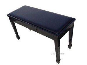 GENUINE LEATHER GRAND PIANO BENCH/STOOL/CHAIR with STORAGE-EBONY OPENED ITEM