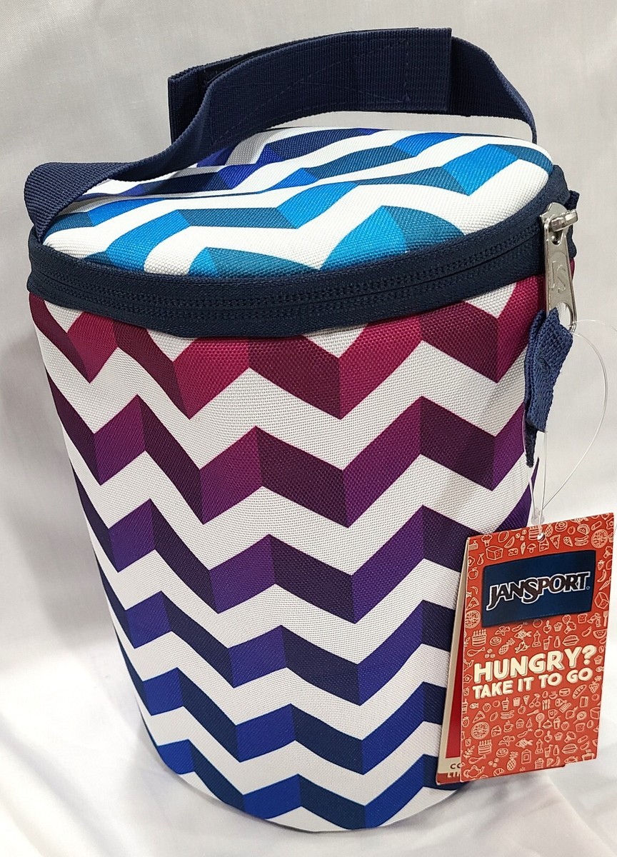 jansport chevron lunch bag NEW JANSPORT COLLAPSIBLE INSULATED COOLER LUNCH BAG SHADOW CHEVRON ROUND  ZIPPER