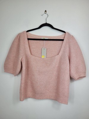 Boden Pullover mit eckigem Ausschnitt Wollmischung rosa flauschig Frühling ~ Größe L neu mit Etikett 