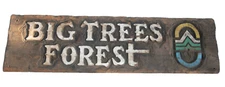 Big Trees Forest Sign (M3L/JSF6) Vintage Redwood Slab 43" by 12" Carved Wood
