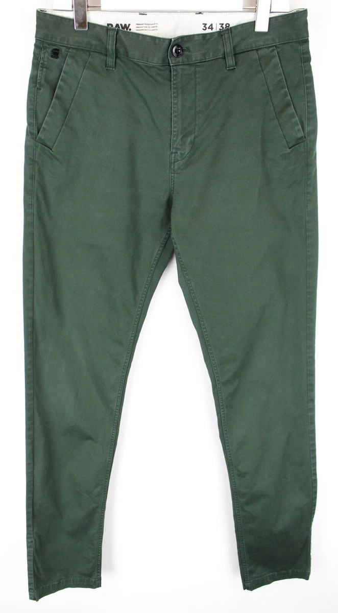 G STAR Bronson Slim Chino Trousers Men s W34 L38 Zip Fly Pockets Casual
