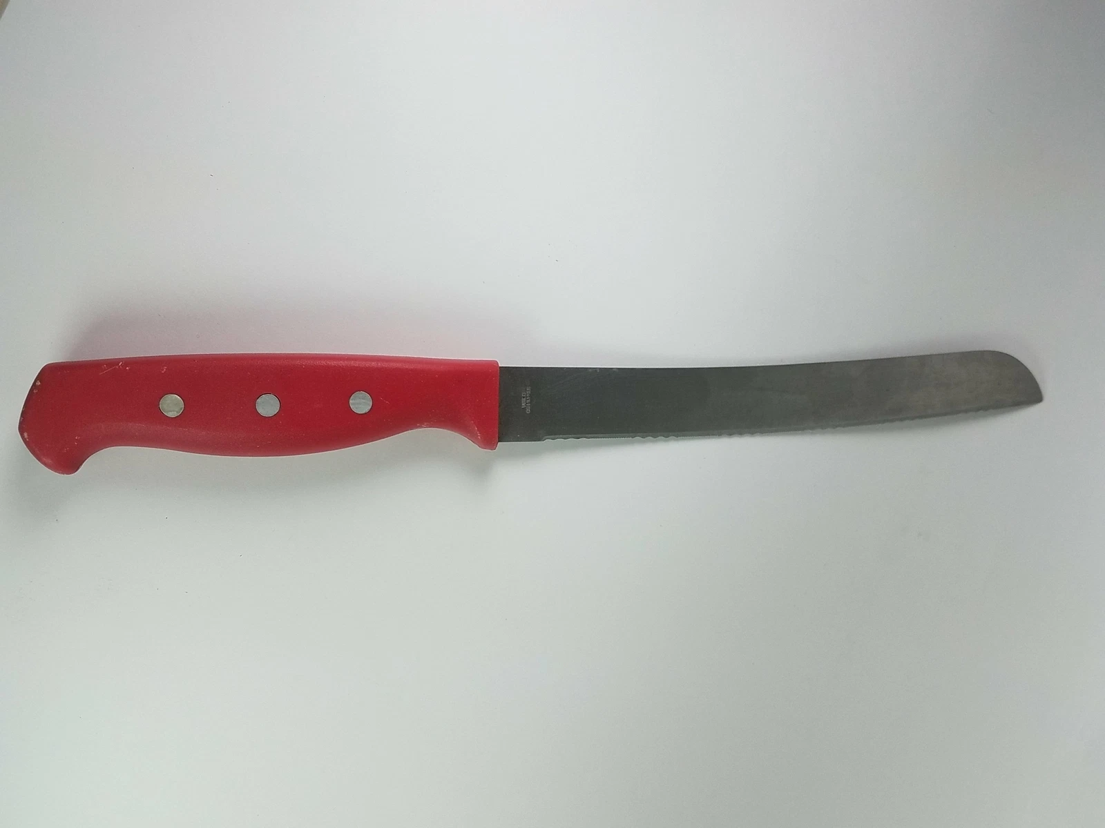 Stainless 8-Inch Serrated Blade Knife Red Handle