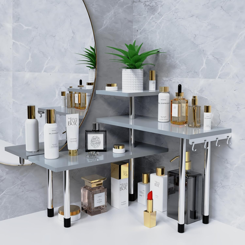 Kitchen Counter Shelf Organizer, 3 Tier Corner Shelf Bamboo Bathroom Countertop