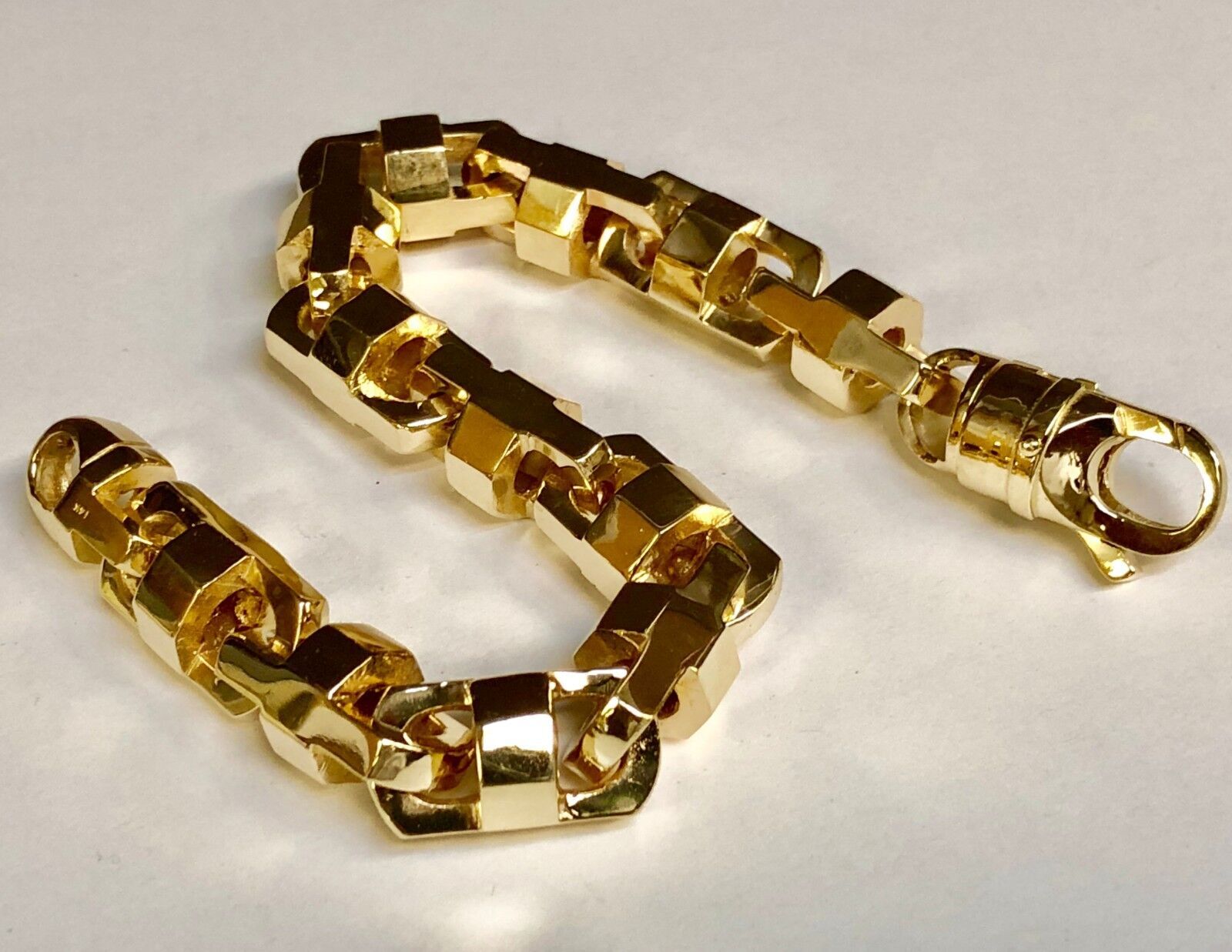 18k Solid Yellow Gold Anchor Mariner Bullet Link Bracelet 13.5MM 180