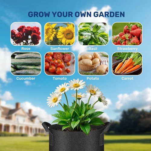 5-24Pack Garden Grow Bag/Rooty Bag Heavy Duty Non-Woven Plant Fabric Pot Contain - Picture 98 of 143