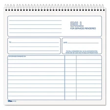 	2-Part Carbonless Bill for Services Rendered 50 Sheets	